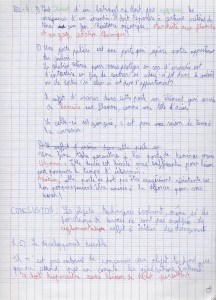 page d'écriture de ma fille